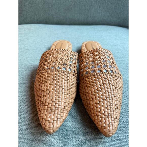 Birdies Dove Woven Toffee Brown Vegan Faux Leather Pointed Toe Slide Mules 10.5 - Picture 3 of 10